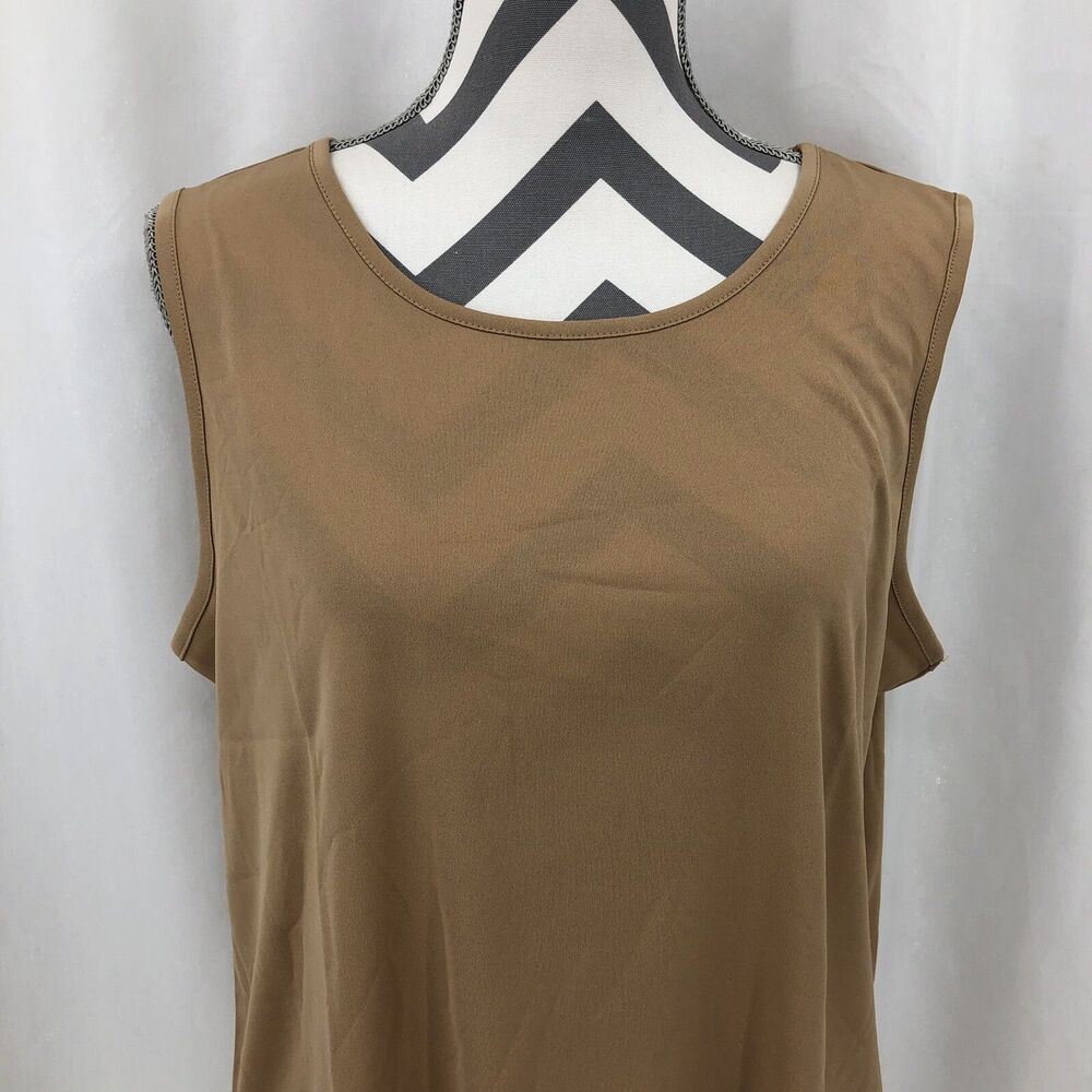 Vicki Wayne Tank Top Cami Blouse Beige Tan P30665 Large